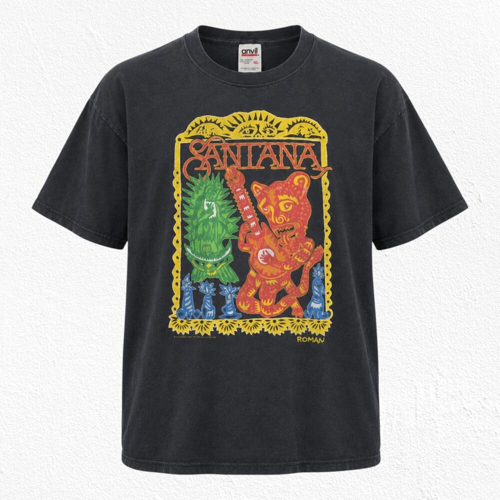 Vintage 2002 Santana River of Colors T Shirt Size XL Michael Roman Band Tee